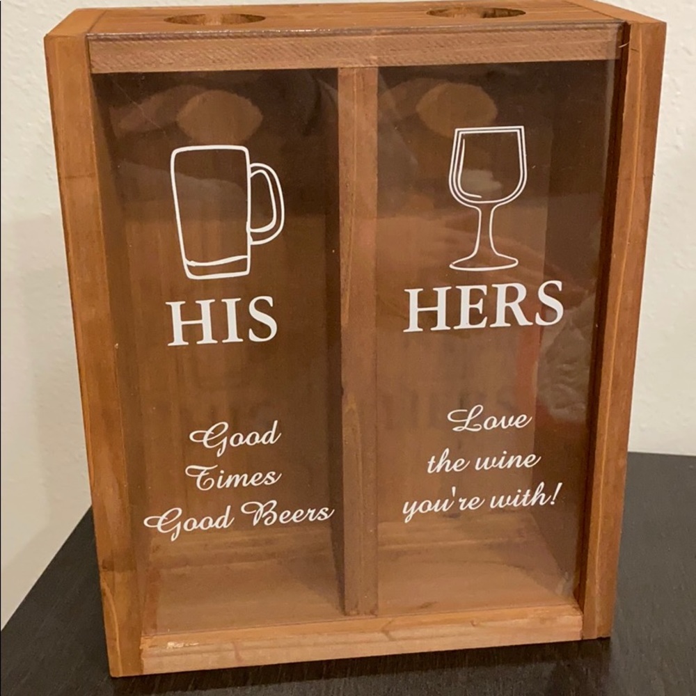 His & Hers Bottle Cap and Wine Cork Holder